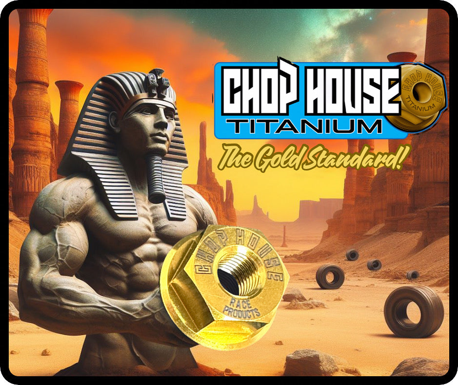 Set of 16 Gold - 1/4-28 1/2" Wrench/ Chop House Titanium Lug Nuts