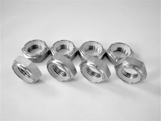 1/2"-20 HEX NYLON INSERT LOCK NUT, HALF HEIGHT, 11/16" WRENCHING (8 PACK)