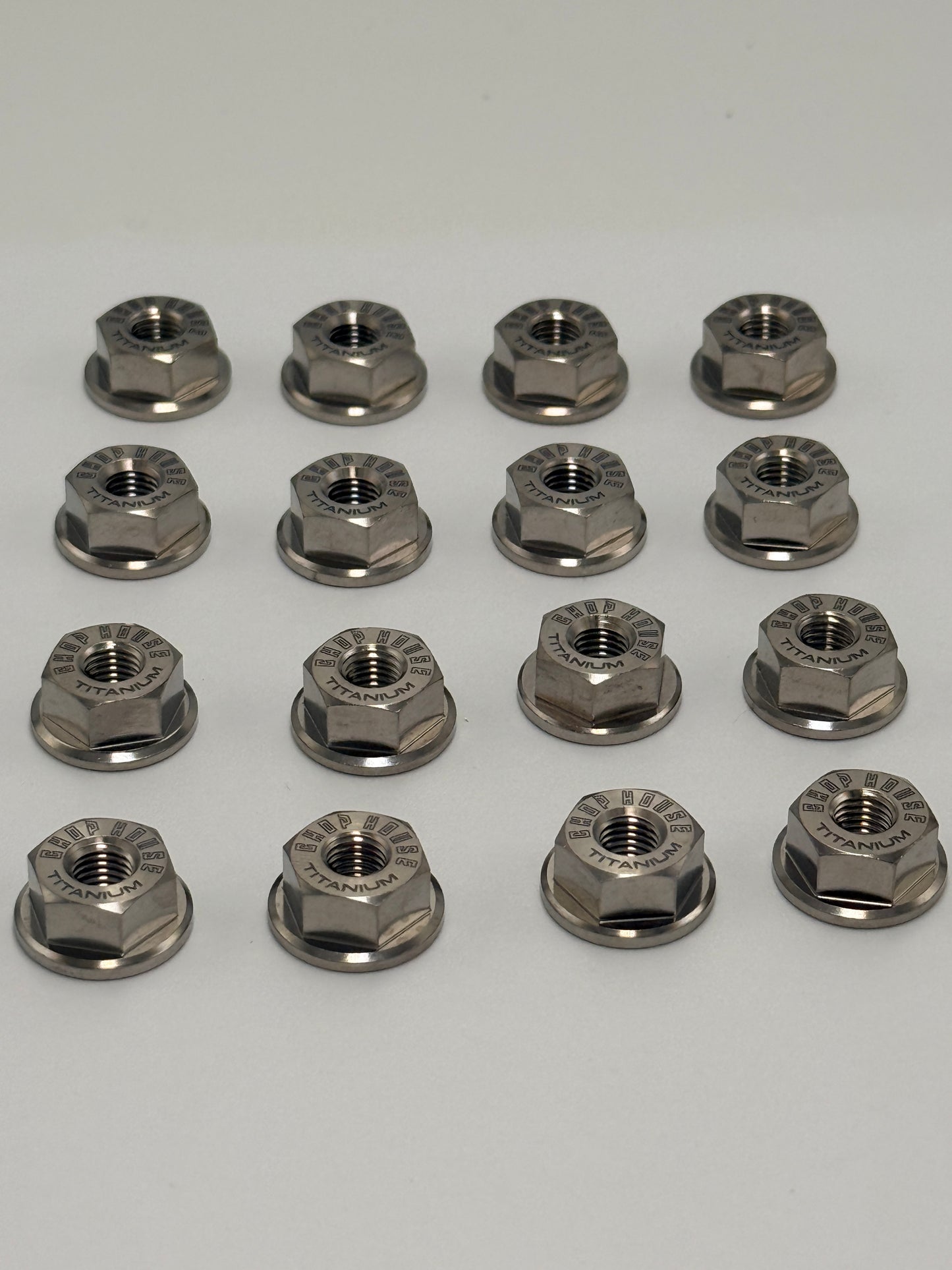 16- Natural TI  1/4-28 1/2" Lug Nuts/ Chop House Titanium