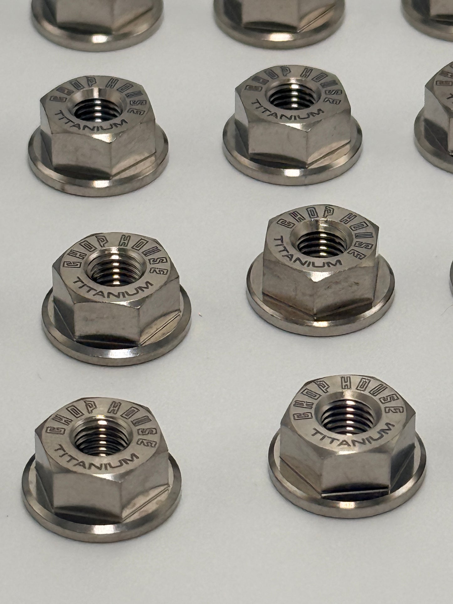 16- Natural TI  1/4-28 1/2" Lug Nuts/ Chop House Titanium
